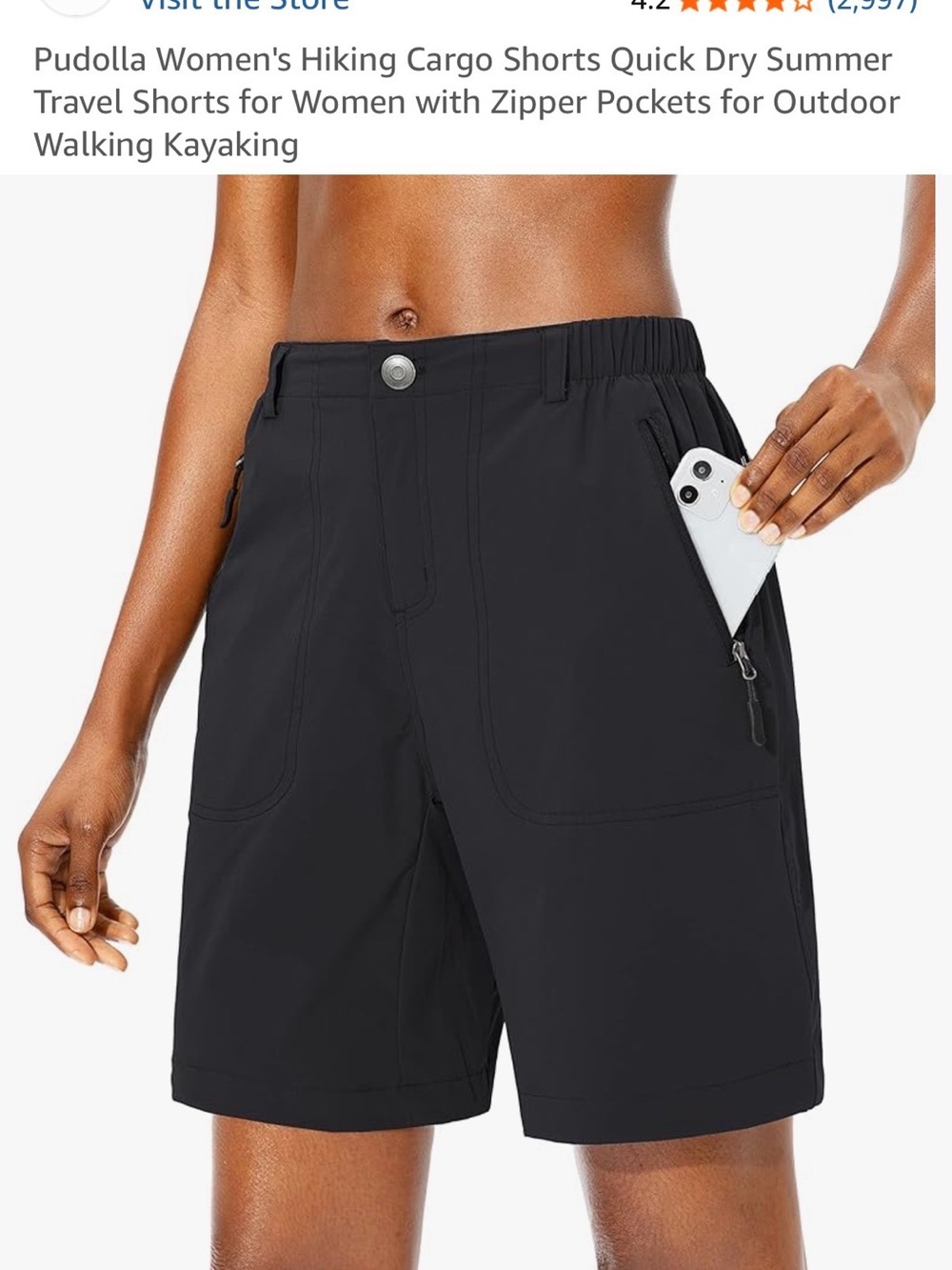 Pudolla Black Women's Bermuda Shorts with Zip Pockets - NWT